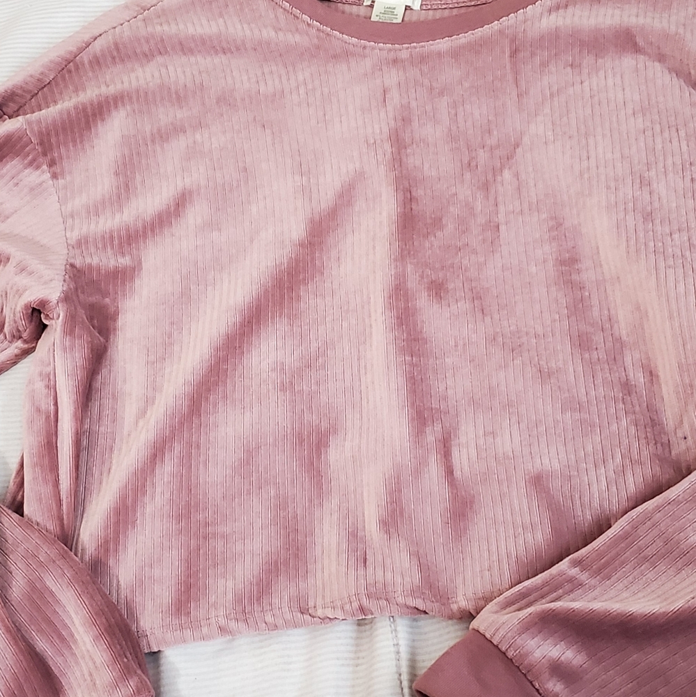 Velvet long sleeve crop top